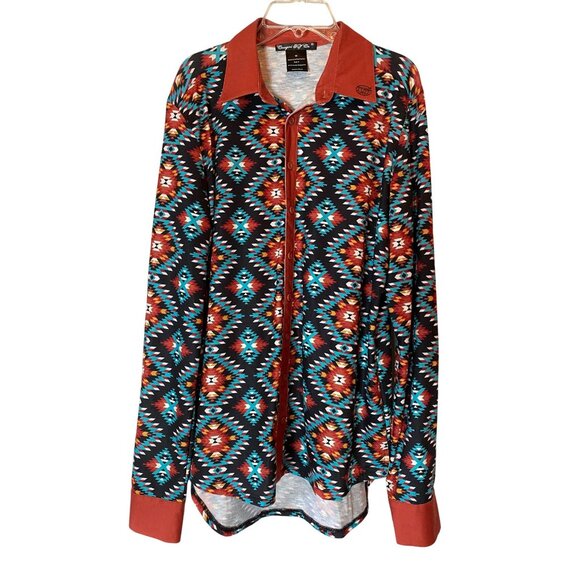 Cowgirl Tuff Co. Womens Aztec Print Long Sleeve Button-Up Shirt Medium - Picture 1 of 8